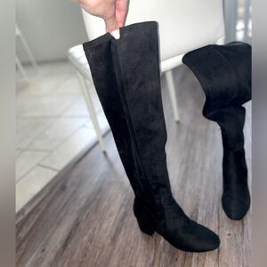 Saks Fifth Ave black suede, over the knew boots. 
Brand New with the box
